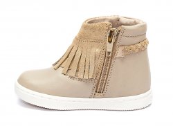 Ghete copii  - Ghetute fetite din piele cu franjuri hokide 410 bej 18-24