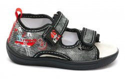 Tenisi copii  - Incaltaminte baieti flexibila cu brant din piele 1112 negru gri 20-25