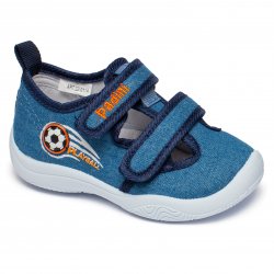 Tenisi copii  - Incaltaminte baieti picior lat cu brant din piele 22-011 jeans 20-31