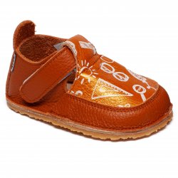 Incaltaminte Barefoot copii  - Incaltaminte barefoot copii din piele 2023 maro desene 17-25