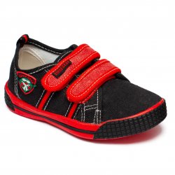 Tenisi copii - Incaltaminte copii din textil cu talonet 9801 negru rosu 20-31