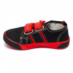 Tenisi copii - Incaltaminte copii din textil cu talonet 9801 negru rosu 20-31