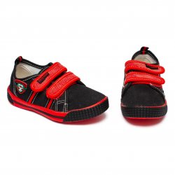 Tenisi copii - Incaltaminte copii din textil cu talonet 9801 negru rosu 20-31