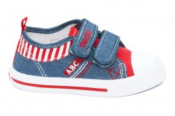 Tenisi copii  - Incaltaminte copii textil cu brant din piele 1909 jeans rosu 20-25