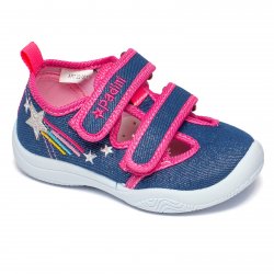 Tenisi copii - Incaltaminte fete picior lat cu brant din piele 22-001 jeans 20-31