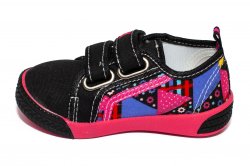 Tenisi copii  - Incaltaminte fete textil 9850 negru roz 20-31