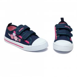 Tenisi copii  - Incaltaminte fete textil cu brant din piele 22-003 navi 20-31