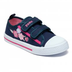 Tenisi copii  - Incaltaminte fete textil cu brant din piele 22-003 navi 20-31