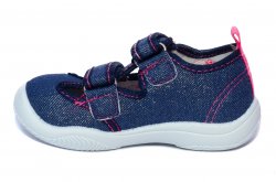Tenisi copii - Incaltaminte fete textil gaurele cu brant din piele 18008 blu 20-31