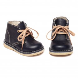 Ghete copii  - Incaltaminte hokide copii cu talonet din piele 704 blu siret 18-25