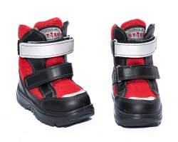 Apreskiuri copii - Incaltaminte iarna copii gore-tex 93312 negru rosu 20-25