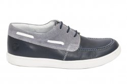 Pantofi copii - Mocasini baieti piele hokide 408 blu gri 26-37