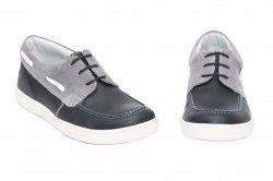 Pantofi copii - Mocasini baieti piele hokide 408 blu gri 26-37