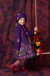 Paltoane-sacouri copii - Palton fete cu palarie brodat Andreea tex mov 1an-10ani
