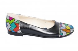 Pantofi balerini copii  - Pantofi balerini copii piele naturala 026A negru pazel 34-41