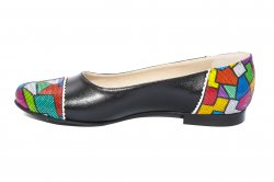 Pantofi balerini copii  - Pantofi balerini copii piele naturala 026A negru pazel 34-41