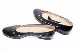 Pantofi balerini dama - Pantofi balerini dama 026 negru box lac perforat 34-41