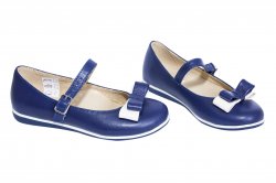 Pantofi balerini copii  - Pantofi balerini fete scoala 1326 blu alb 26-36