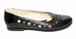 Pantofi balerini dama - Pantofi balerini dama 026 negru box lac perforat 34-41