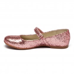 Pantofi balerini copii  - Pantofi balerini fete din piele pj shoes Lola roz gliter 27-36