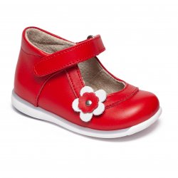 Pantofi copii  - Pantofi balerini fete inalti pe glezna cu talonet 746 rosu alb 18-25