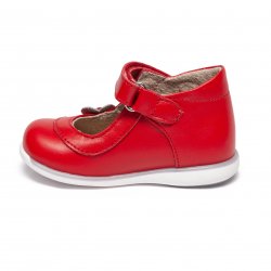 Pantofi copii  - Pantofi balerini fete inalti pe glezna cu talonet 746 rosu alb 18-25