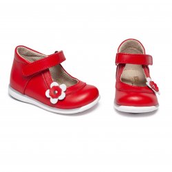 Pantofi copii  - Pantofi balerini fete inalti pe glezna cu talonet 746 rosu alb 18-25
