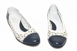 Pantofi balerini copii  - Pantofi balerini fete perforati laser 026 blu alb 34-41