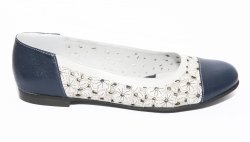 Pantofi balerini copii  - Pantofi balerini fete perforati laser 026 blu alb 34-41