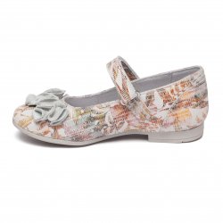 Pantofi balerini copii  - Pantofi balerini fete piele hokide 272 alb flori 26-35