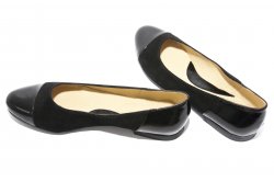 Pantofi balerini copii  - Pantofi fete piele intoarsa 26 negru lac 34-41