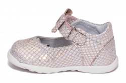Pantofi balerini copii  - Pantofi balerini fete piele pj shoes Emma roz print 19-26