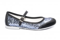 Pantofi balerini copii  - Pantofi balerini fete scoala hokide 383 negru gliter 26-35