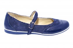 Pantofi balerini copii  - Pantofi balerini fete scoala piele 1327 blu lux 26-36