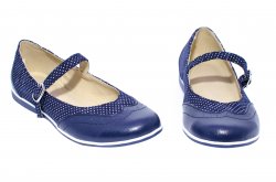 Pantofi balerini copii  - Pantofi balerini fete scoala piele 1327 blu lux 26-36