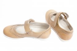 Pantofi balerini copii  - Pantofi balerini fete leofex 129 bej lac