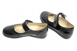 Pantofi balerini copii  - Pantofi copii leofex 129 negru lac