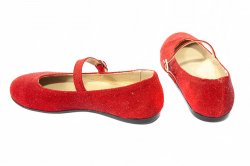 Pantofi balerini copii  - Pantofi balerini copii piele eleganti 1326 rosu lux