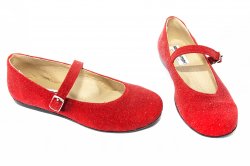 Pantofi balerini copii  - Pantofi balerini copii piele eleganti 1326 rosu lux