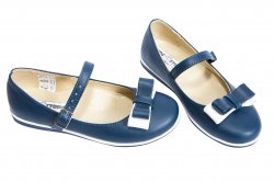 Pantofi balerini copii  - Pantofi balerini copii scoala 1326 albastru alb 26-36