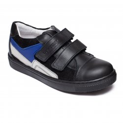 Ghete copii  - Pantofi copii sport din piele hokide 398 negru albastru gri 26-37