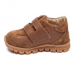 Pantofi sport copii  - Pantofi copii sport piele cu talonet pj shoes Tokyo maro cafe P 18-26