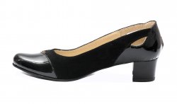 Pantofi dama cu toc - Pantofi cu toc mic dama 219.9 negru velur lac 34-40