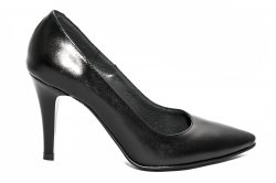 Pantofi dama cu toc - Pantofi dama piele cu toc 004 negru box 34-41