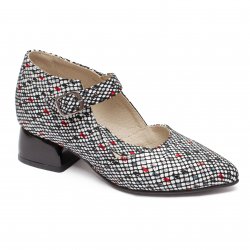 Pantofi dama cu toc - Pantofi dama cu toc 4cm din piele 482 alb sah 34-41