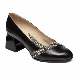 Pantofi dama cu toc - Pantofi dama cu toc 6cm din piele 219 negru a 33-40