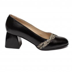 Pantofi dama cu toc - Pantofi dama cu toc 6cm din piele 219 negru a 33-40