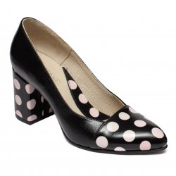Pantofi dama cu toc - Pantofi dama cu toc 7 cm din piele 544.1 negru roz 33-40
