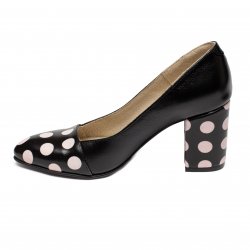 Pantofi dama cu toc - Pantofi dama cu toc 7 cm din piele 544.1 negru roz 33-40