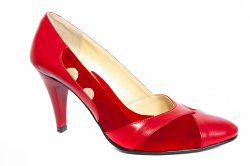 Pantofi dama cu toc  - Pantofi dama cu toc din piele 612 rosu